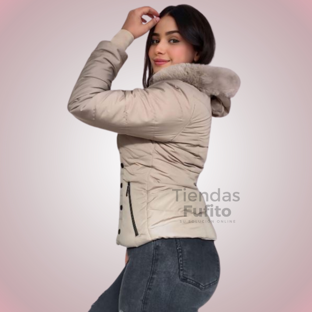 Chaqueta impermeable, forro ovejero, capota peluche removible ✨ Protección, estilo y confort