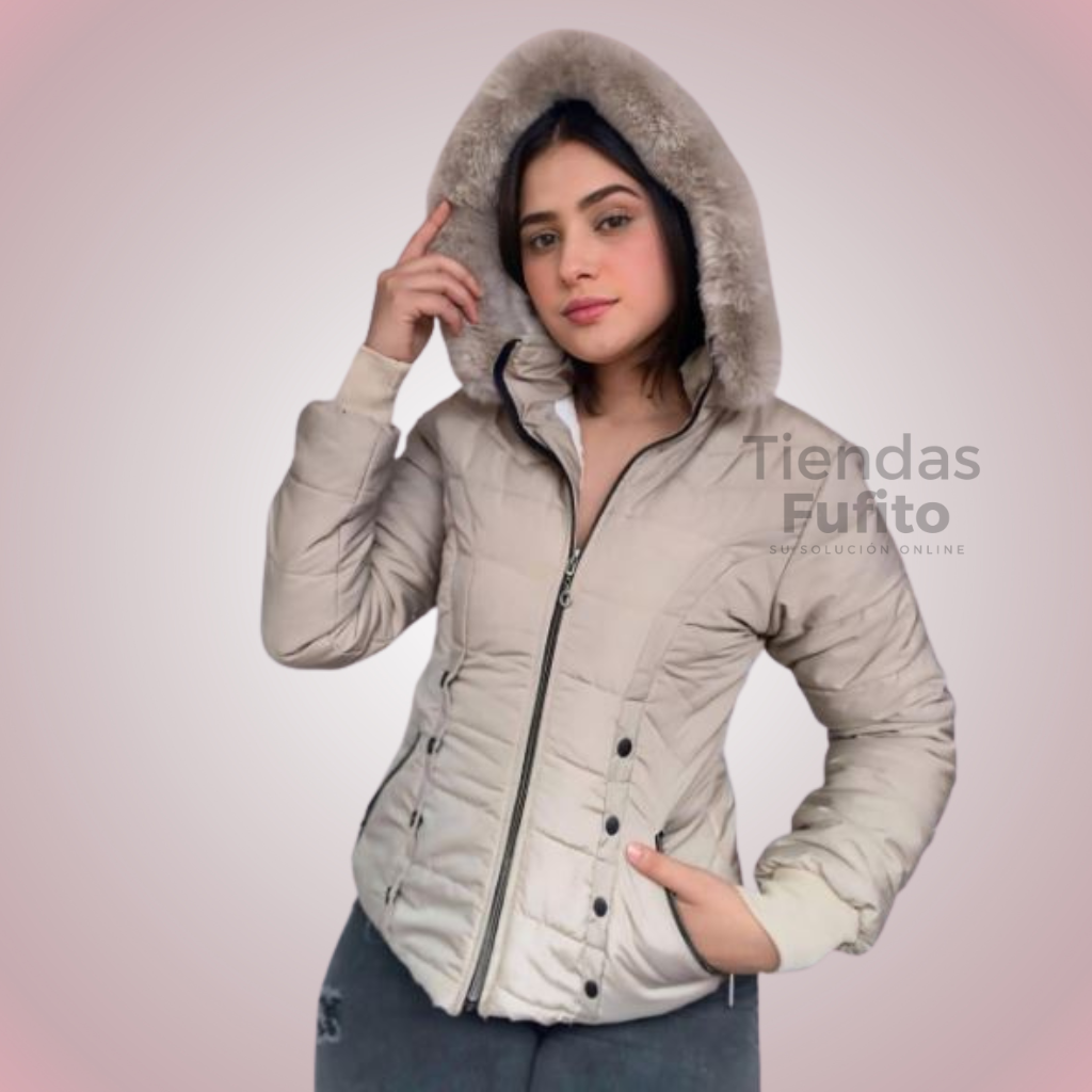 Chaqueta impermeable, forro ovejero, capota peluche removible ✨ Protección, estilo y confort
