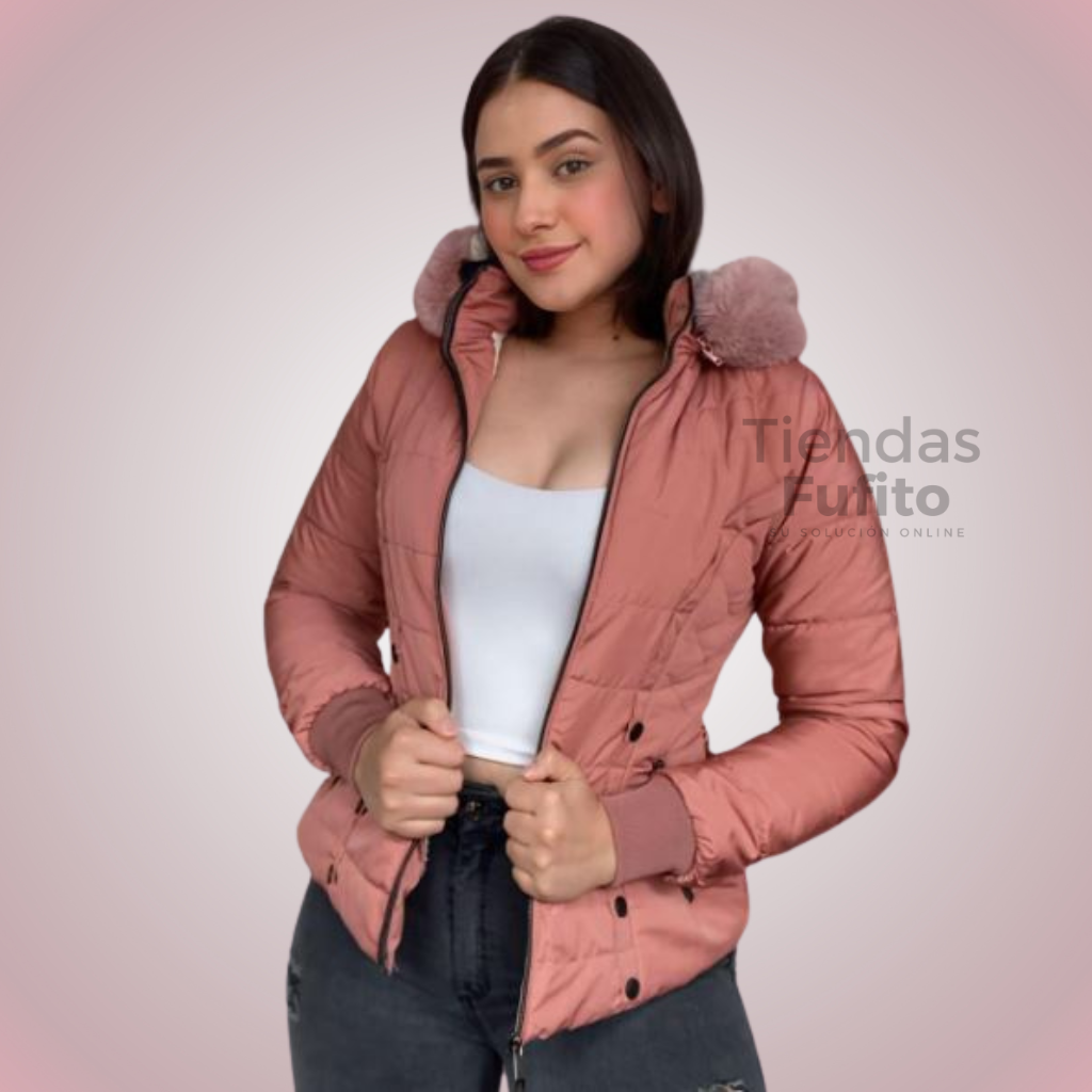 Chaqueta impermeable, forro ovejero, capota peluche removible ✨ Protección, estilo y confort