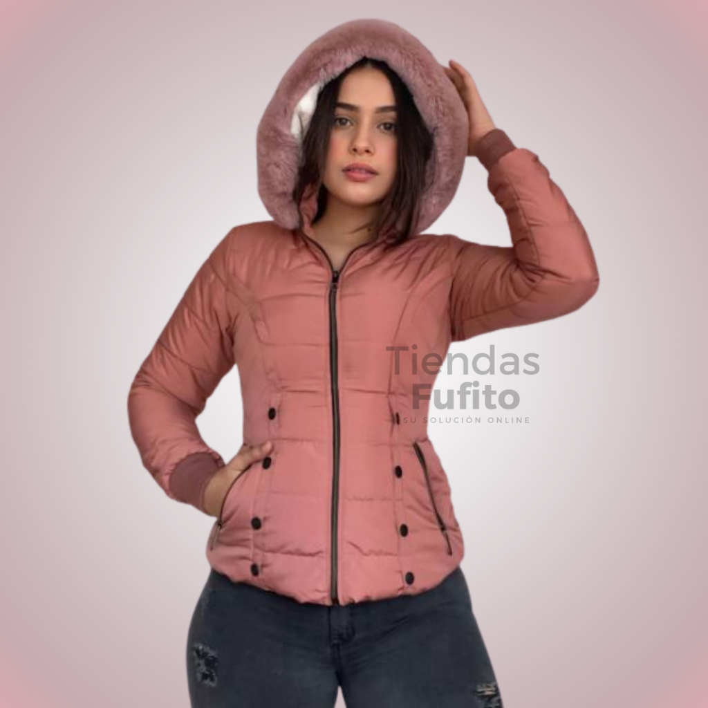 Chaqueta impermeable, forro ovejero, capota peluche removible ✨ Protección, estilo y confort