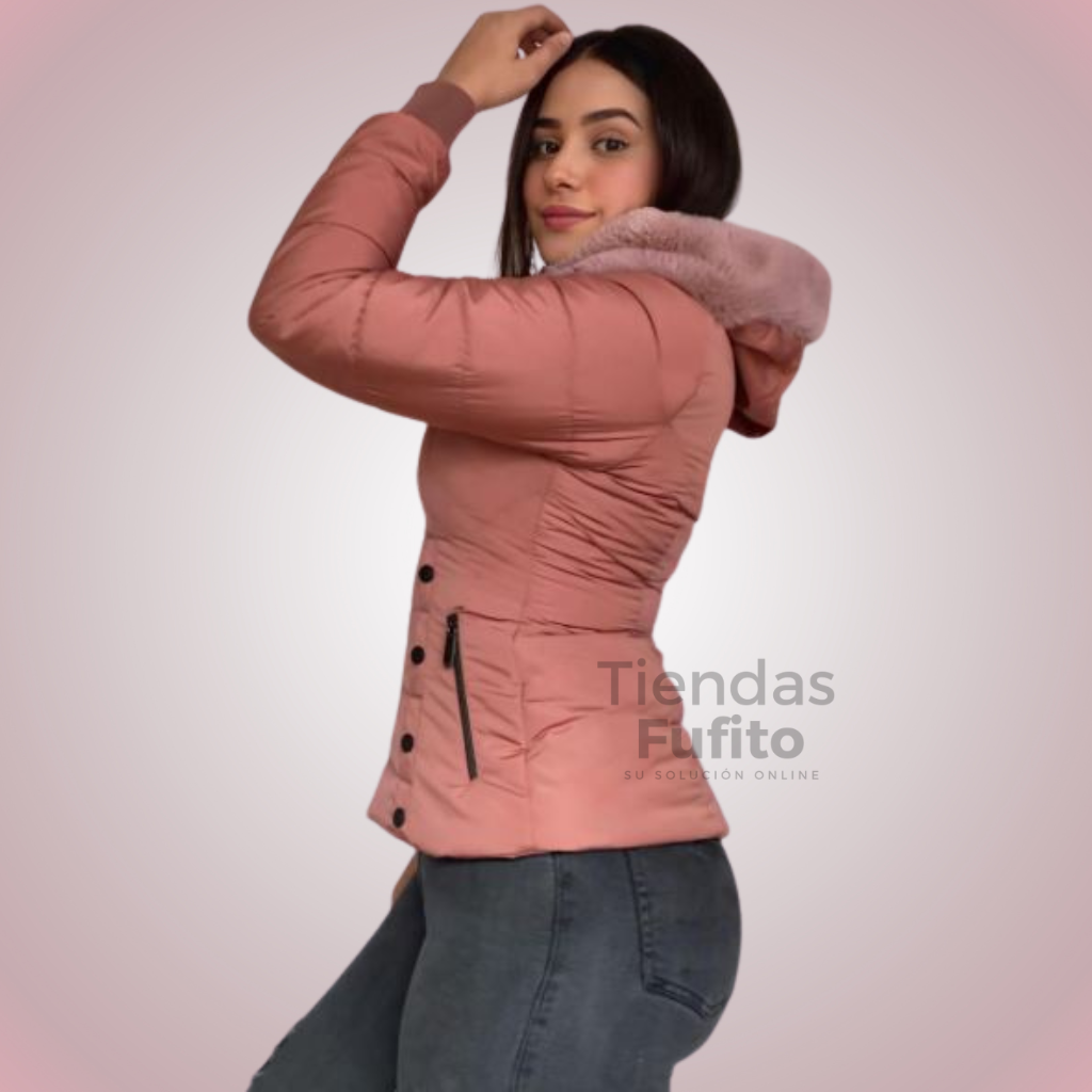 Chaqueta impermeable, forro ovejero, capota peluche removible ✨ Protección, estilo y confort