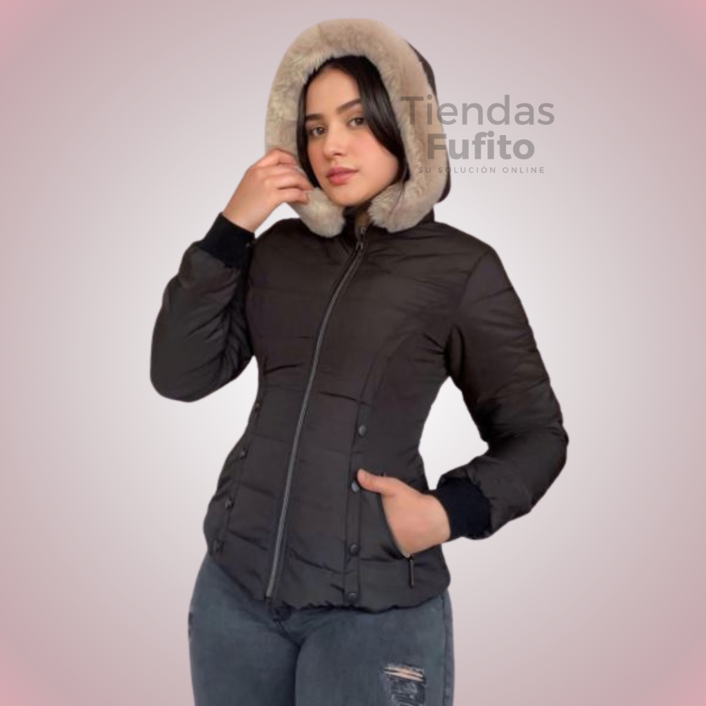 Chaqueta impermeable, forro ovejero, capota peluche removible ✨ Protección, estilo y confort