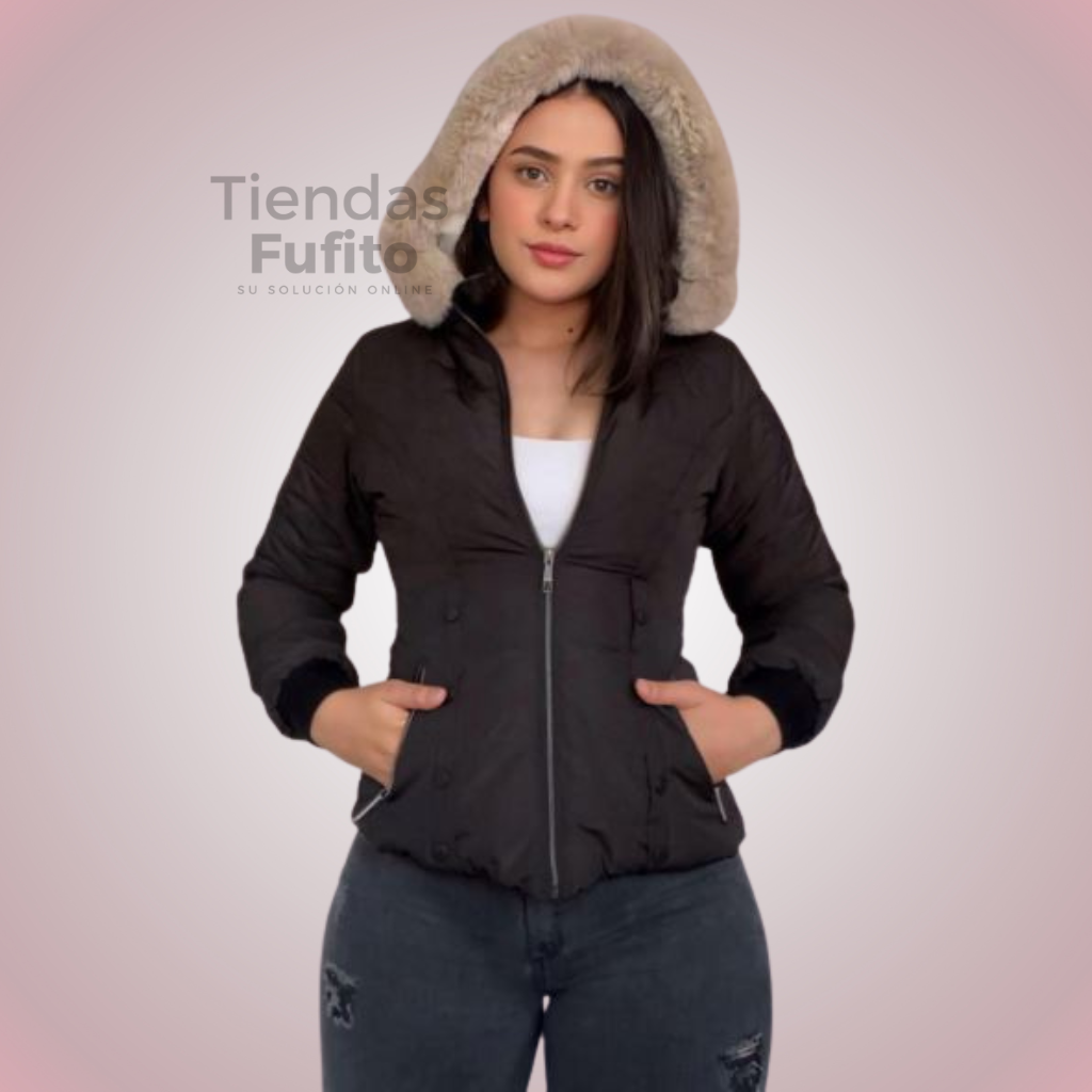 Chaqueta impermeable, forro ovejero, capota peluche removible ✨ Protección, estilo y confort