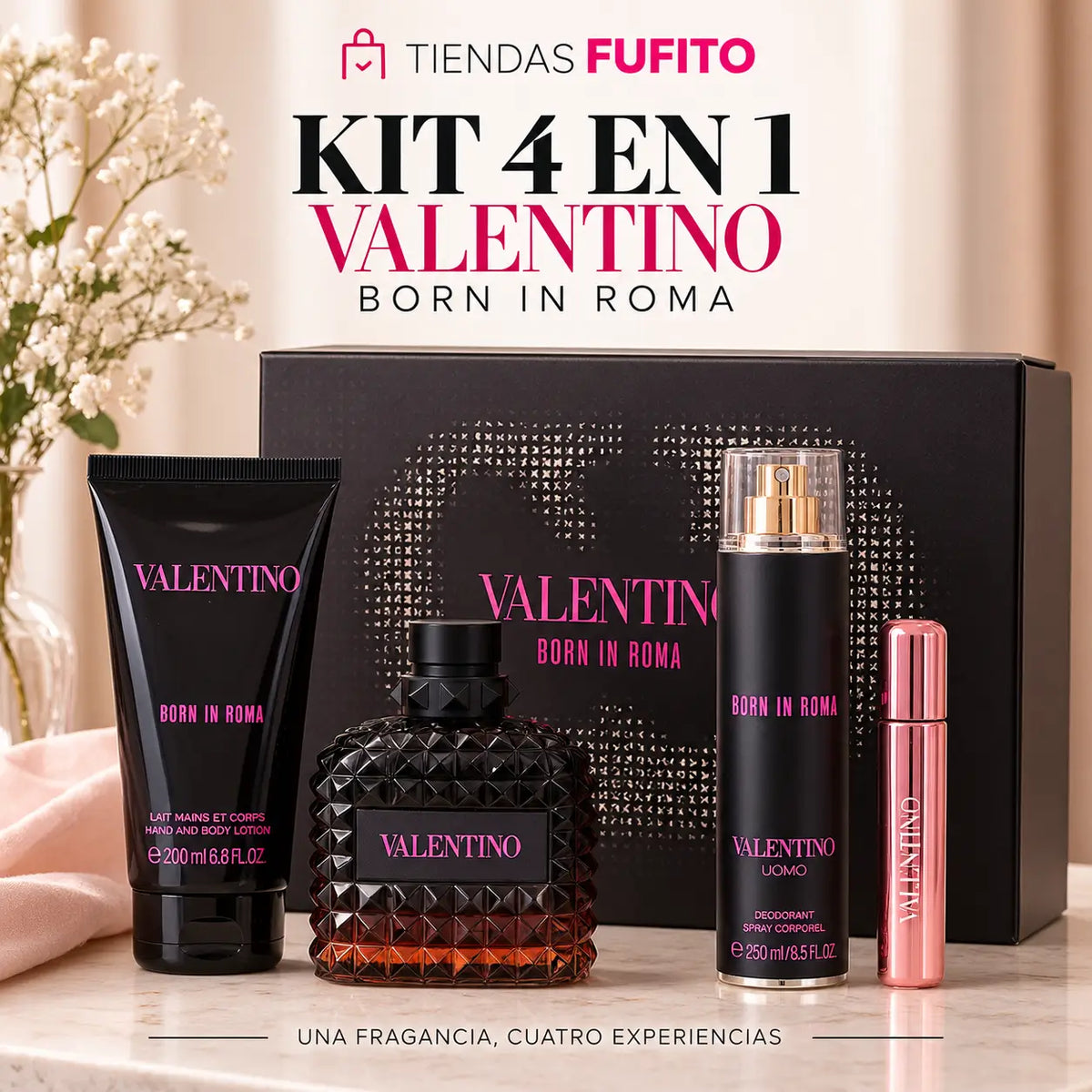 Kit Valentino 4 en 1 – 550 ml para una experiencia completa 🌸💜