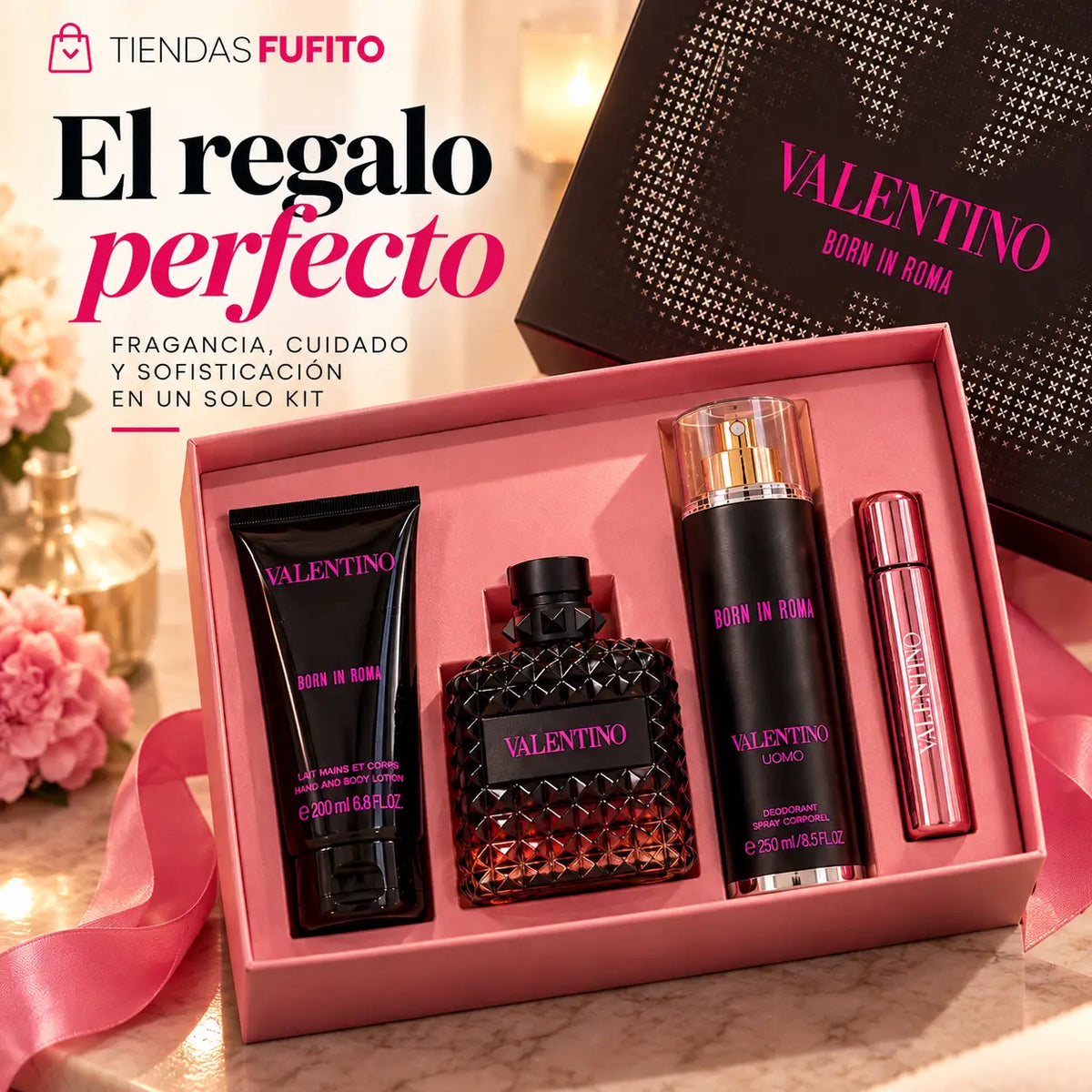 Kit Valentino 4 en 1 – 550 ml para una experiencia completa 🌸💜
