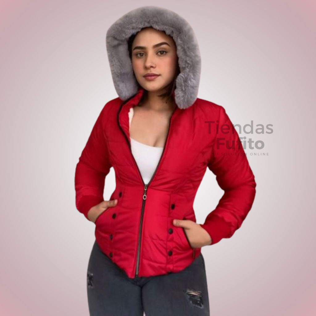 Chaqueta impermeable, forro ovejero, capota peluche removible ✨ Protección, estilo y confort