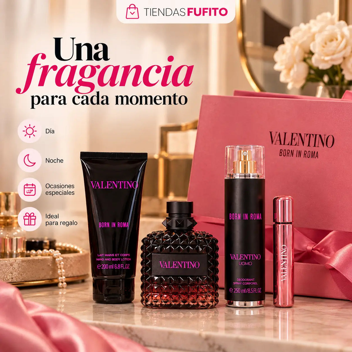 Kit Valentino 4 en 1 – 550 ml para una experiencia completa 🌸💜