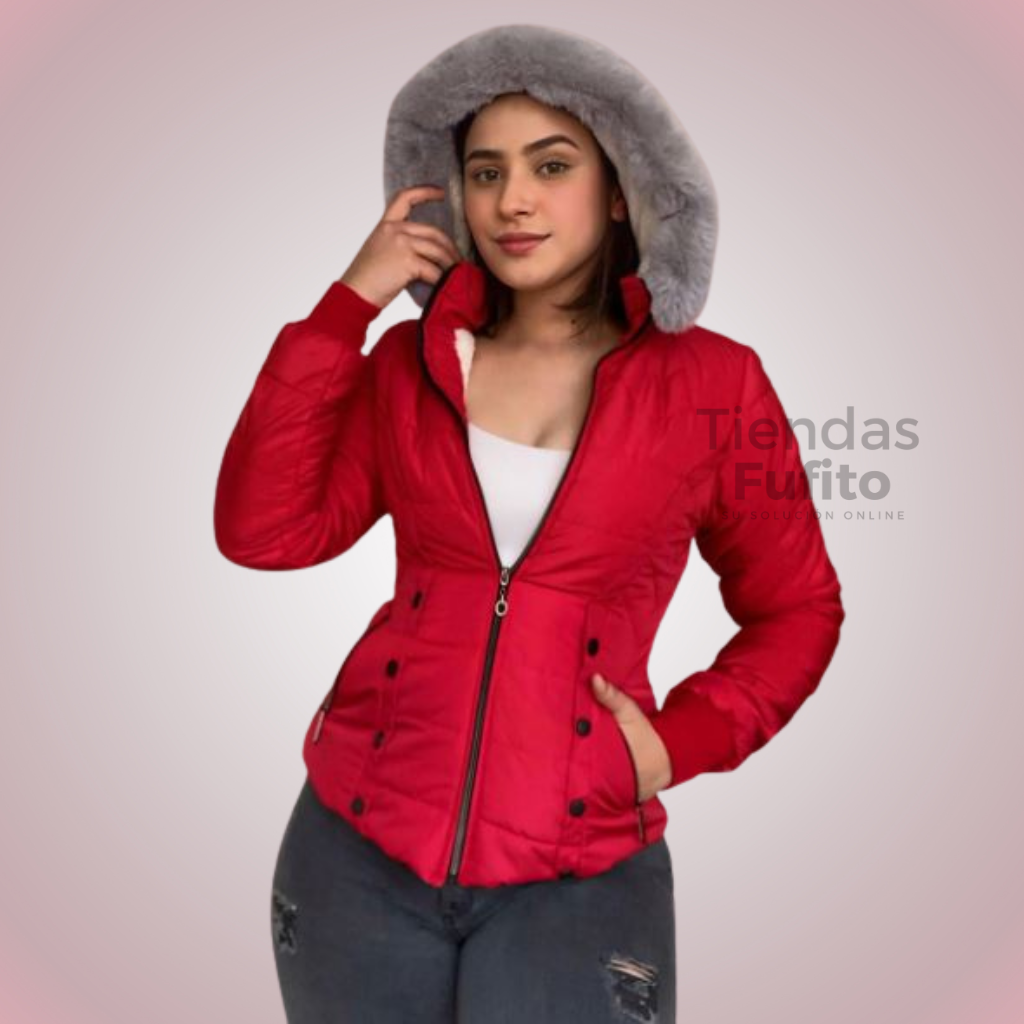 Chaqueta impermeable, forro ovejero, capota peluche removible ✨ Protección, estilo y confort