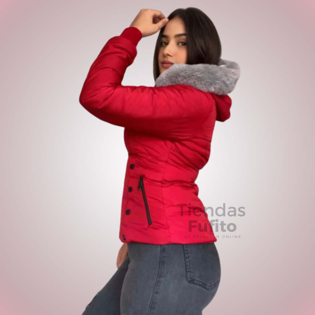 Chaqueta impermeable, forro ovejero, capota peluche removible ✨ Protección, estilo y confort