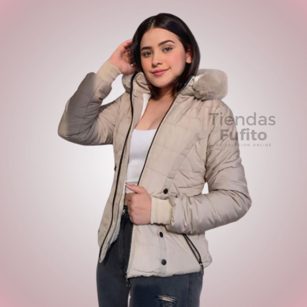Chaqueta impermeable, forro ovejero, capota peluche removible ✨ Protección, estilo y confort
