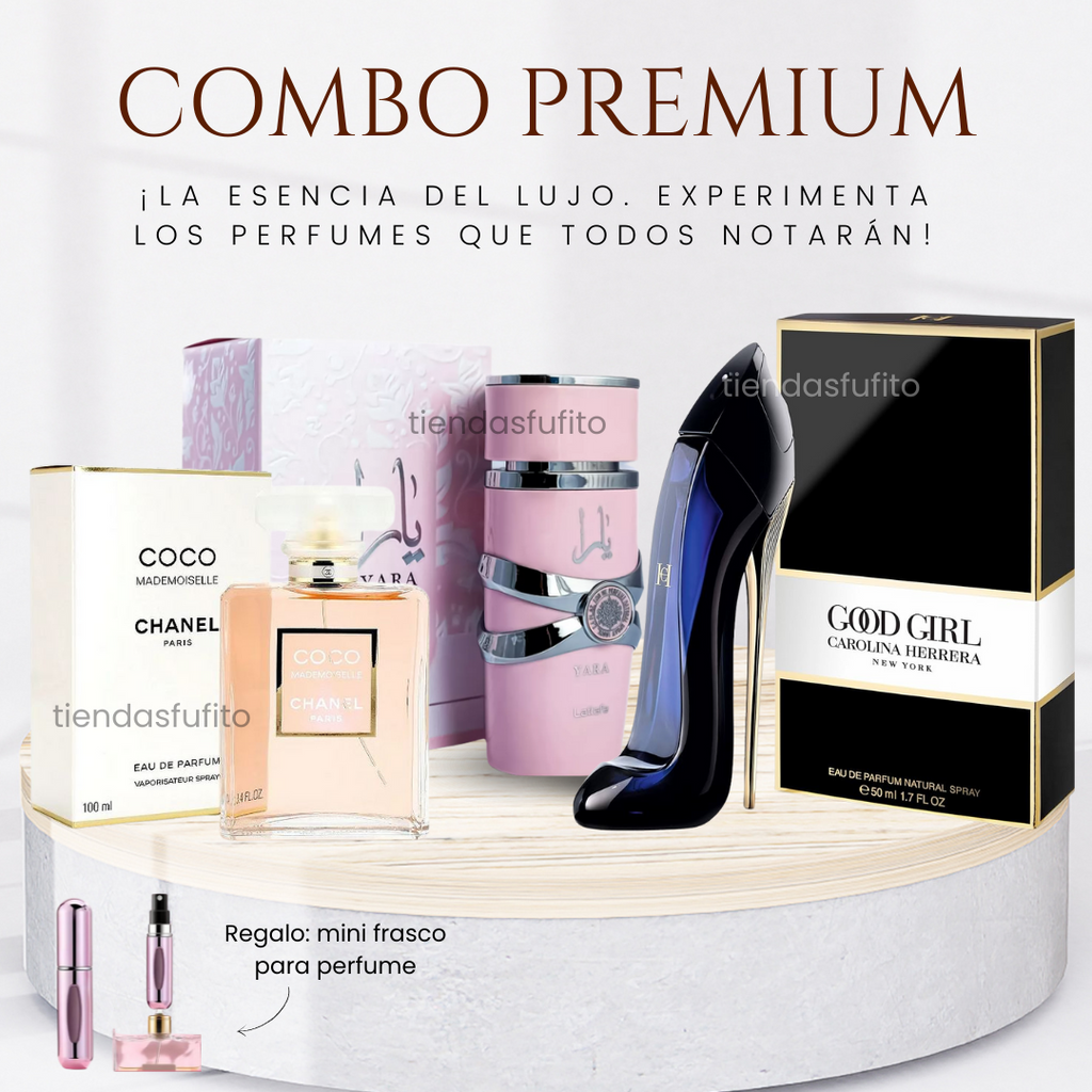 ¡Transforma Tu Estilo con 3 Perfumes Exclusivos + Mini Frasco de Bolso! ✨ Envío Gratis