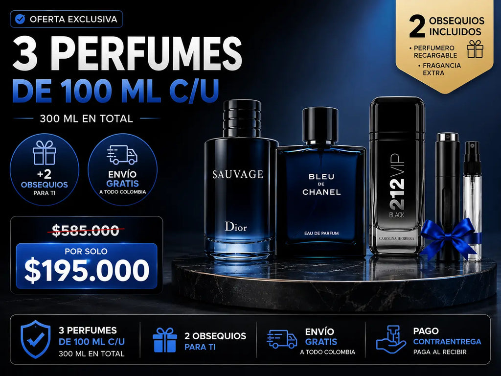 Trío Masculino Importado 3x100ml + 2 Obsequios (Últimas unidades 🚨)