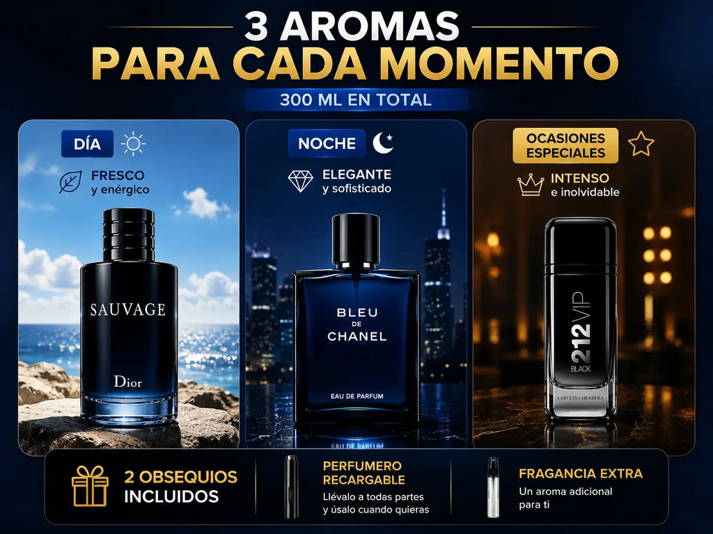 Trío Masculino Importado 3x100ml + 2 Obsequios (Últimas unidades 🚨)