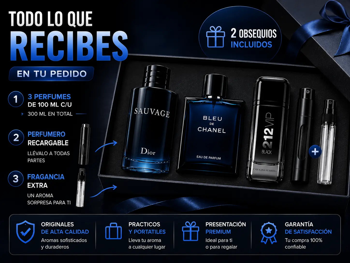 Trío Masculino Importado 3x100ml + 2 Obsequios (Últimas unidades 🚨)
